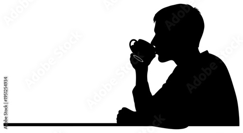 Man drinking from a mug.