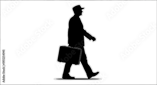 Silhouette of a walking business man.