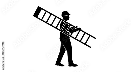 Man carrying a long ladder.