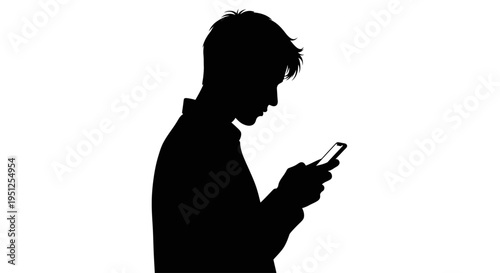 Silhouette of man using smartphone.
