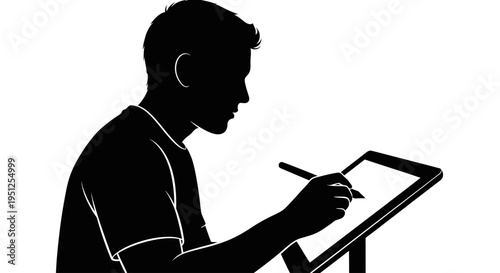 Man drawing on digital tablet.