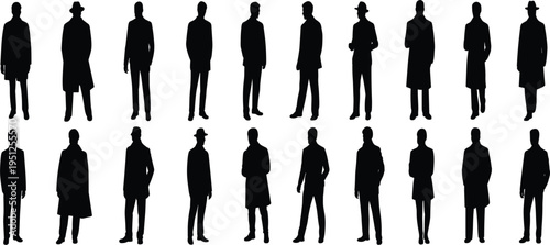 Collection Of Male Silhouettes In Formal Attire illustration