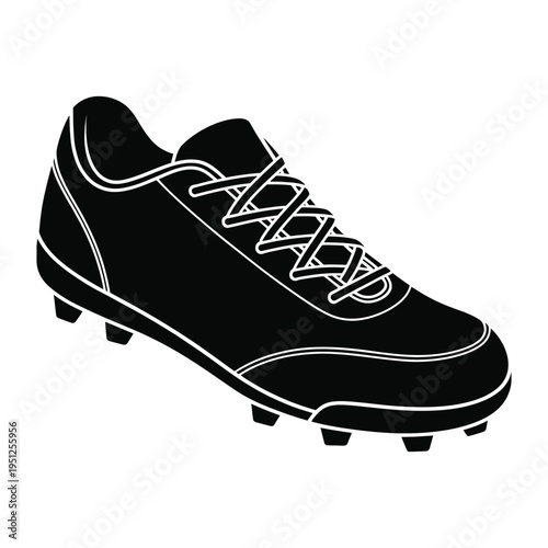 Black Silhouette of a Single Soccer Cleat with Laces