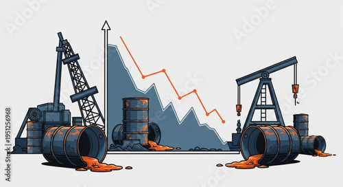 Oil Industry Decline - A Visual Representation of Falling Prices.