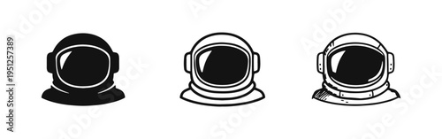 Astronaut Helmet Icon Set - Space Explorer Headgear, Cosmic Travel & Sci-Fi Safety Symbols