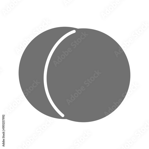 桃のシンプルな白黒シルエットアイコン フラットな果物イラスト