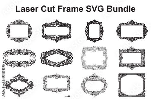Elegant collection of laser cut frame designs in svg format for crafting projects