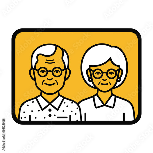 Elderly couple smiling warmly in casual attire for family content