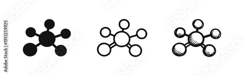 Molecular structure icon set. Chemistry and biology concept for atomic compounds and research.