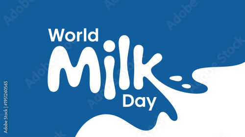 Fluid white milk wave flowing across bold blue background for World Milk Day message