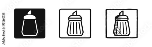 Sugar Dispenser Shaker Icons Set. Sweetener Container Symbol Collection. Food and Beverage Vector.