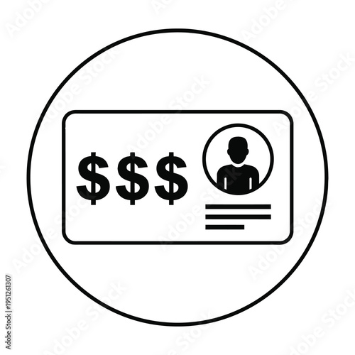 Modern business card design featuring currency and profile symbol