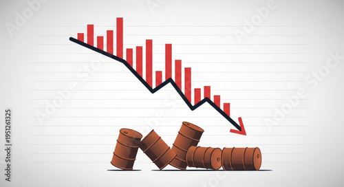 Economic Downturn - Oil Barrels and Declining Graph Illustrating Financial Crisis.
