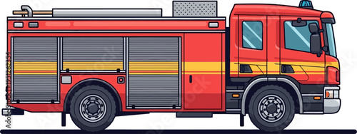Emergency fire engine truck equipped for firefighting duties