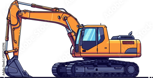Hydraulic excavator digging foundations for new infrastructure