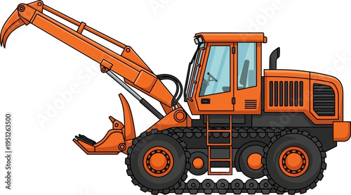 Industrial forestry feller buncher for timber harvesting