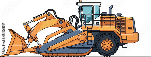 Industrial earthmoving scraper used for large scale land grading