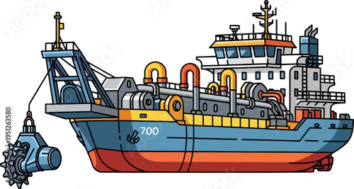 Large cutter suction dredger ship for marine engineering