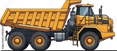 Massive mining dump truck for earthmoving operations