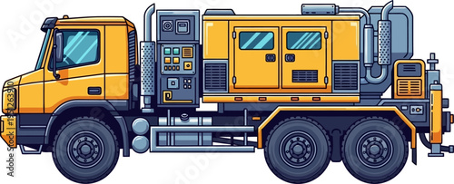 Mobile industrial power generator unit mounted on a service truck
