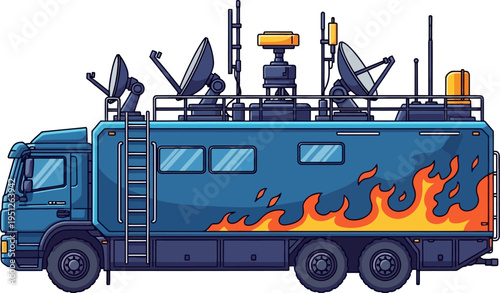 Mobile satellite truck providing emergency communication services