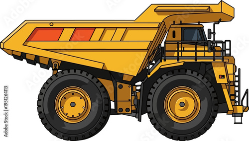 Off-road dumper truck hauling heavy loads in a quarry