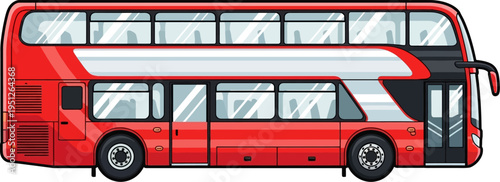 Red double decker bus for urban public transportation