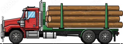 Timber transport truck hauling logs from the forest
