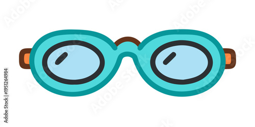 Stylish blue glasses with round lenses on a white background
