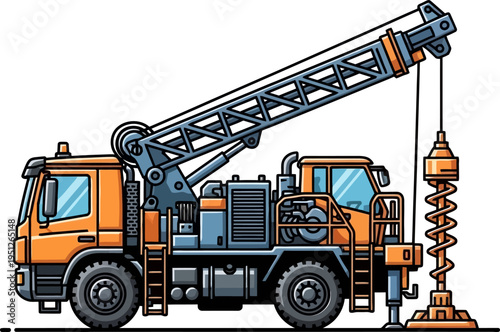 Truck mounted drilling rig for geological exploration and foundations