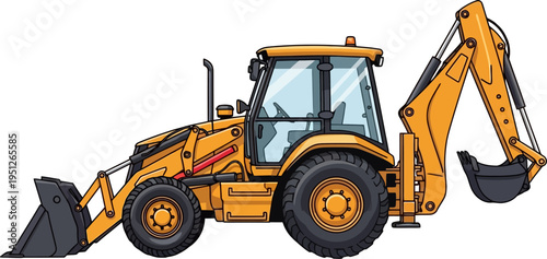 Versatile backhoe loader performing multi-purpose site tasks