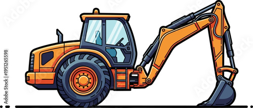Versatile backhoe loader performing excavation and loading tasks