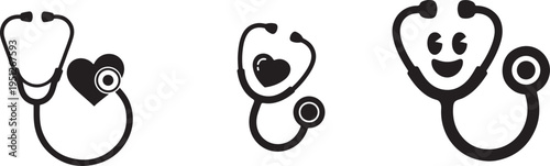 Medical stethoscope collection vector illustration healthcare equipment symbols
