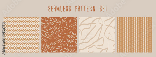 4 Boho Seamless Patterns Earthy Tones