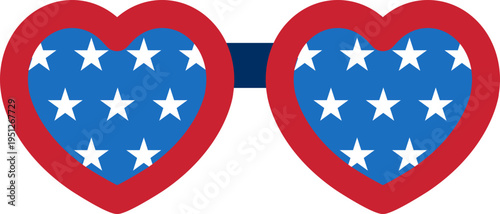 Independence Day heart shaped and star patterned party glasses vector clipart.
Festive Heart shaped patriotic party glasses with star pattern for july4 celebration.
Transparent background. SVG.