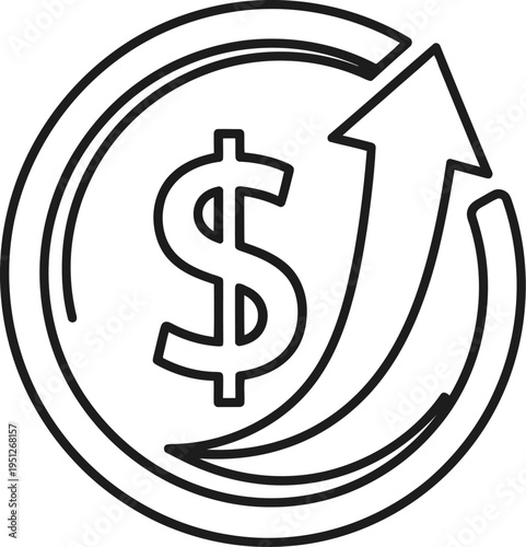 Currency appreciation with rising value arrow