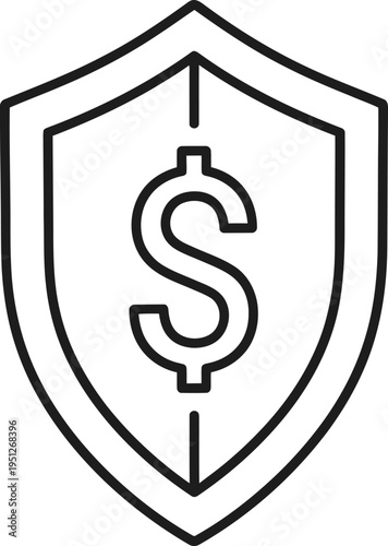 Financial protection shield with dollar symbol