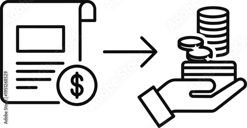 Invoice to payment transaction process diagram illustration