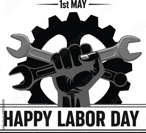 Labor day celebration with symbolic gears and tools