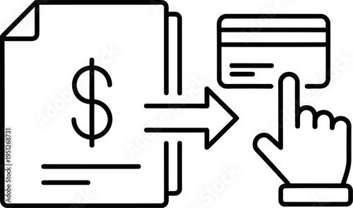 Online payment processing icon with invoice and card