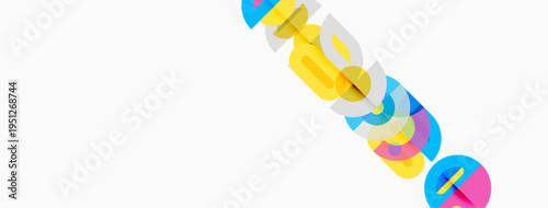 Colorful overlapping circles form abstract word inspire. Bright hues create dynamic visual impact. Minimalist design, clean background.