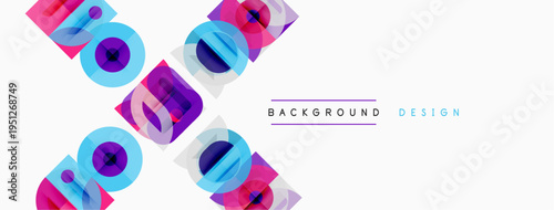 Abstract geometric shapes overlap, creating vibrant visual texture. White background emphasizes colorful design elements. Modern, clean aesthetic.