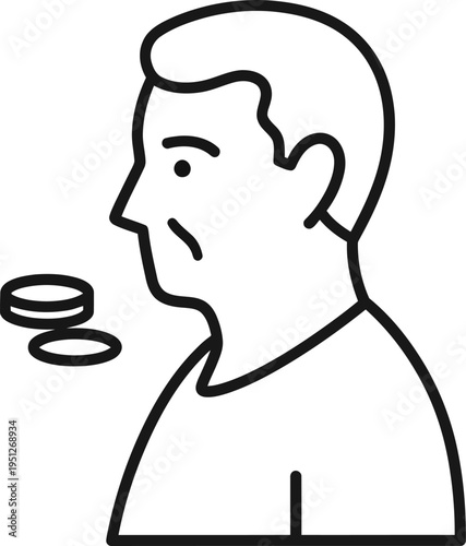 Senior man profile viewing floating coins for retirement planning