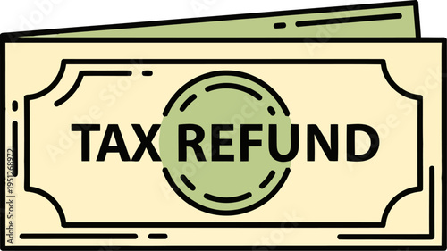 Tax refund banknote illustration representing financial return
