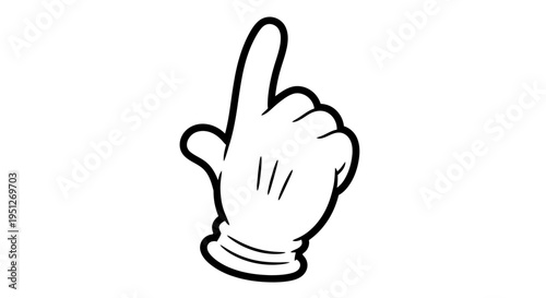 Simple Cartoon Hand with Open Palm Pointing Gently on Isolated White Background