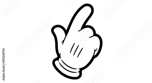 Cartoon Hand with Open Palm Gently Pointing Forward in Isolated White Background