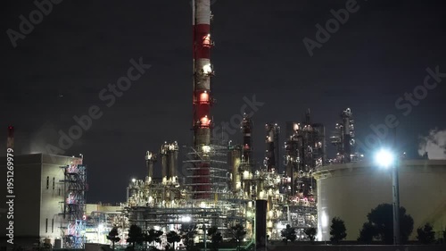 Wallpaper Mural Night view of  industrial complex with glowing refineries Torontodigital.ca