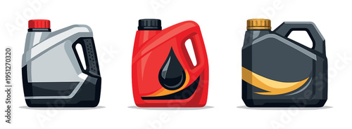 Three motor oil containers arranged on dark gradient background