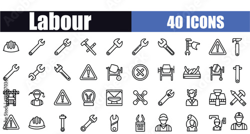 Collection of 40 labour and work related icons
