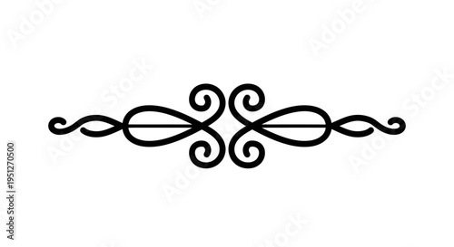 Ornate Swirl Flourish Divider - Elegant Black and White Line Art